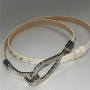 Source Unknown White Belt with Silver stud Accents adjustable